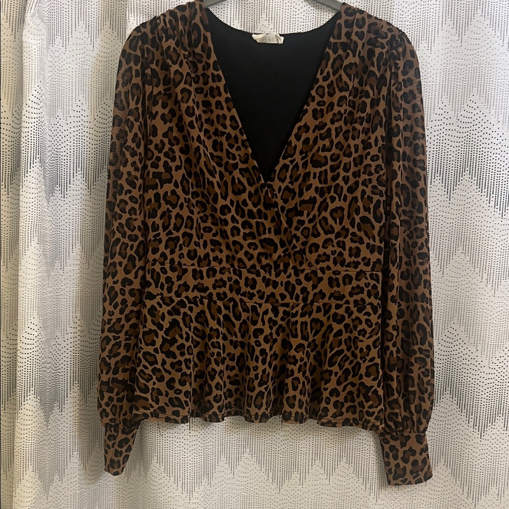 Stylish Leopard Print V-Neck Blouse